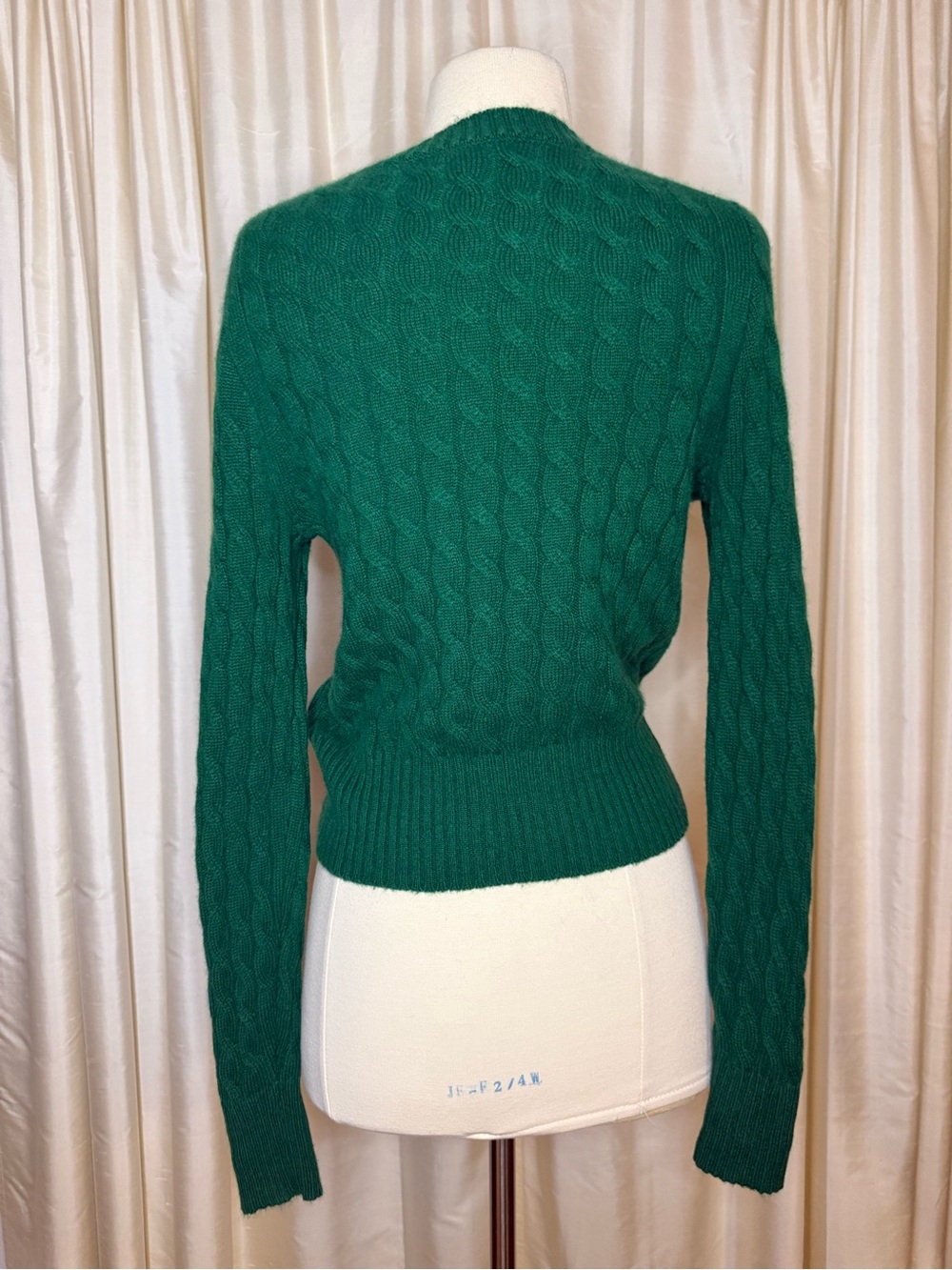 J.Crew 100% Cashmere Cable Knit Sweater Emerald Green Crewneck Size Small - Picture 3 of 10